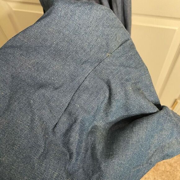 Vtg Womens Denim Double Breasted Dress 6 3/4 Sleeve Tea Length Modest Nautical - Picture 3 of 8